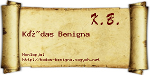Kádas Benigna névjegykártya